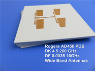 PWB de alta frequência de Rogers AD450 construído na carcaça de 10mil 0.254mm com ouro da imersão para antenas largas da faixa.