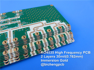 RO4535 placa de circuito de alta frequência 2-Layer da antena do PWB Rogers 4535 30mil 0.762mm com ouro da imersão