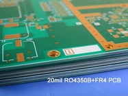 Rogers RO4350B PCB rígido de 6 camadas Hidrocarbono Vidro tecido cerâmico + Alto Tg 170 °C FR-4 Ouro de imersão