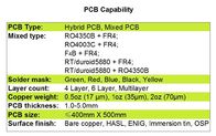 Placa de alta frequência Multilayer híbrida Bulit do PWB em Rogers 20mil RO4003C e FR-4